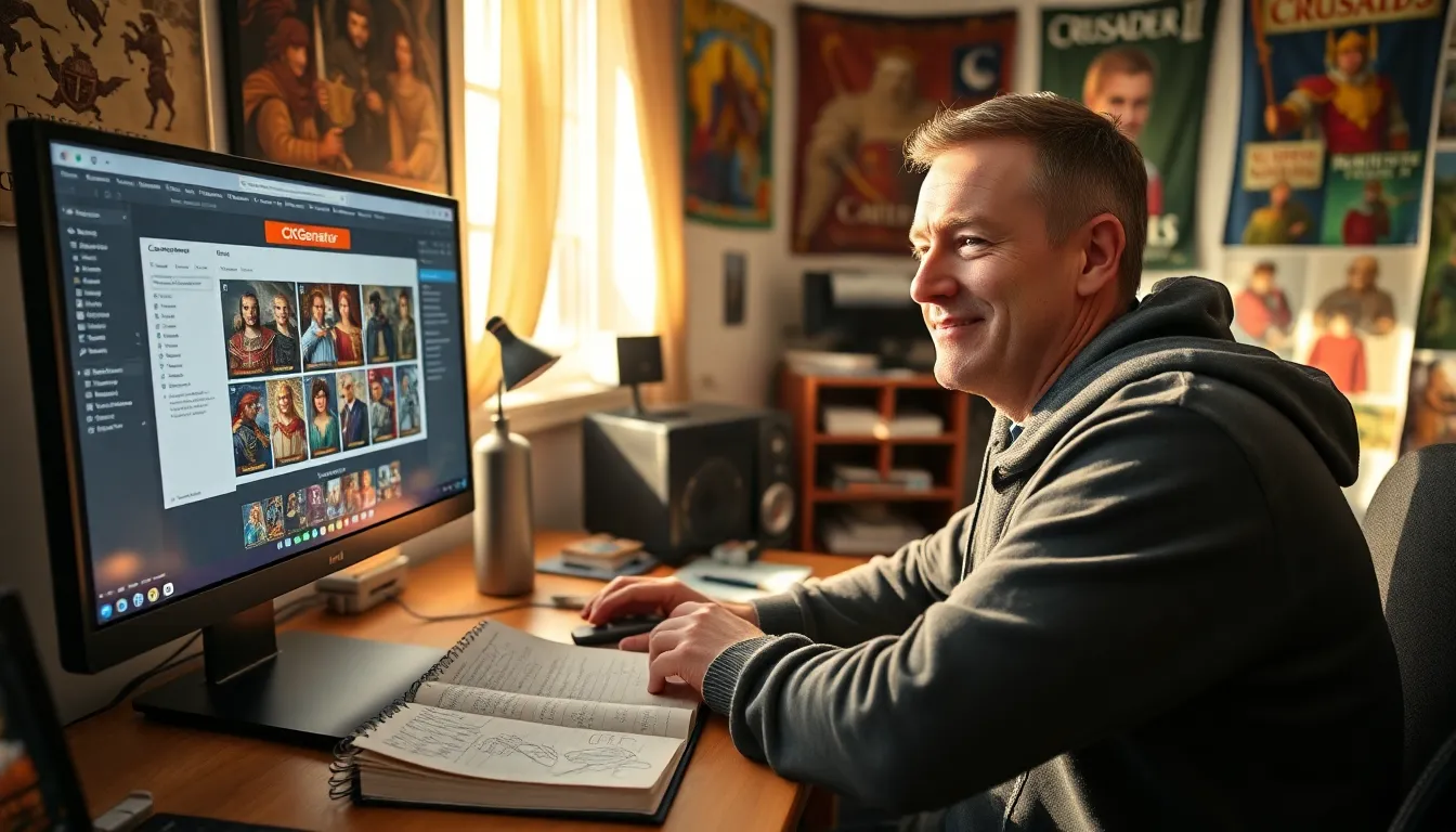 a man using CK2Generator in a cozy home office.
