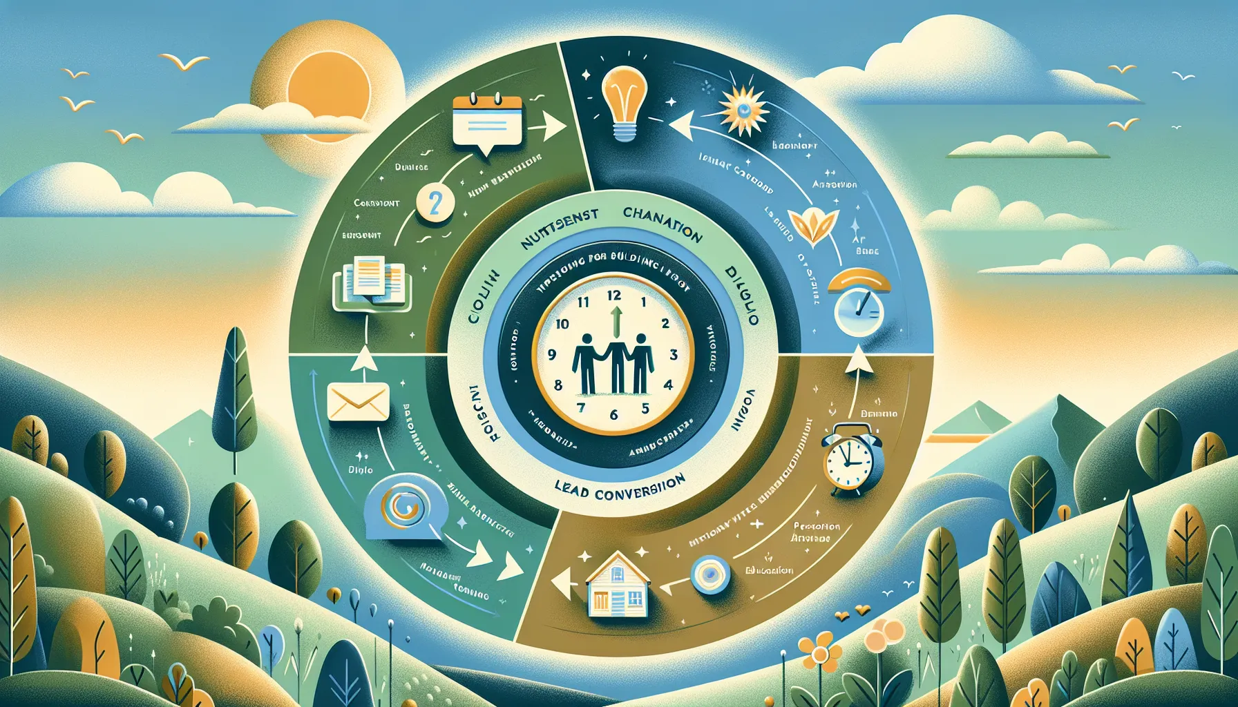 circular flowchart showing steps to nurture and convert real estate leads