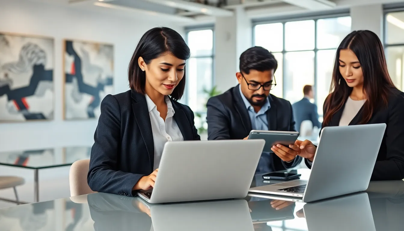 diverse team analyzing cryptocurrency data in a modern office.