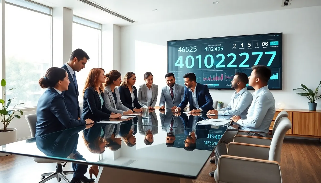 diverse team discussing data significance in a modern office.