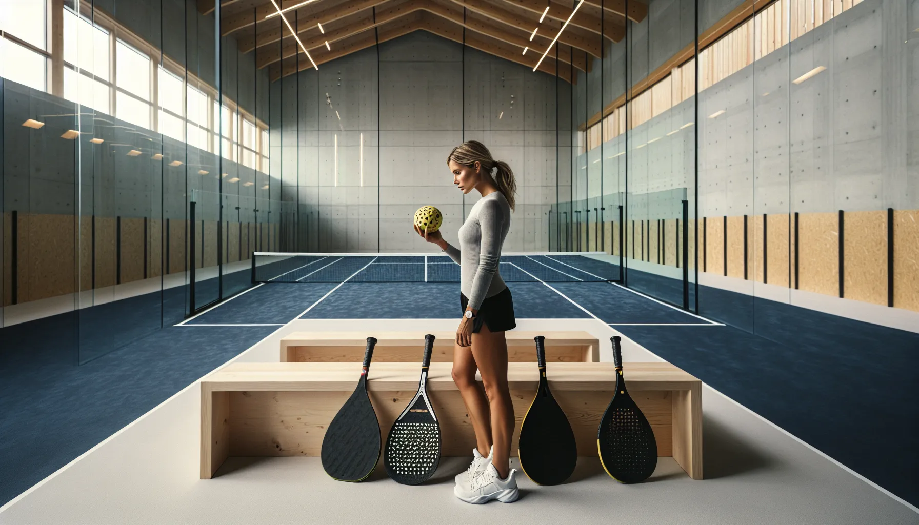 Norwegian player balancing a drop-shaped padel racket beside round and diamond options.