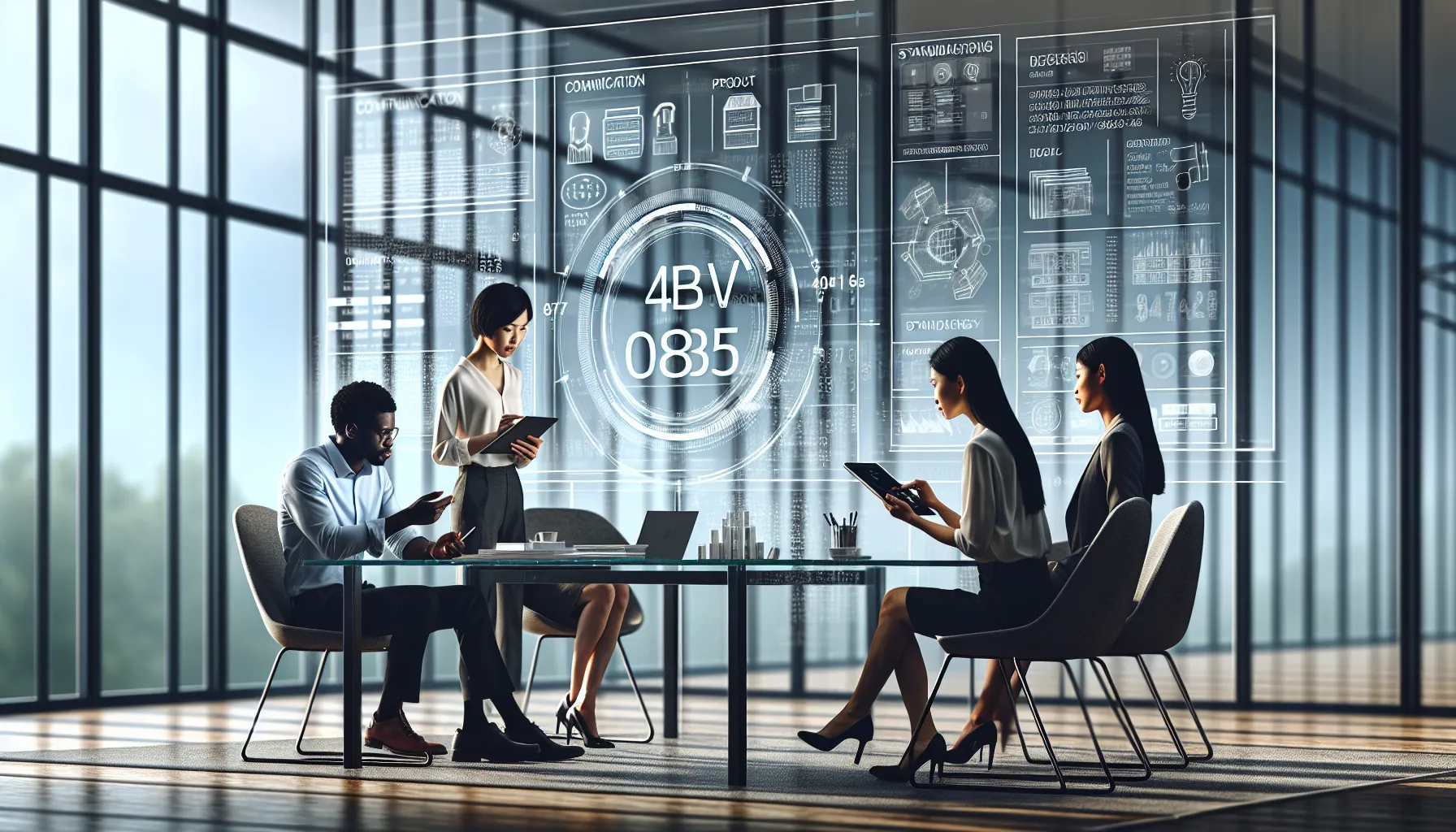 diverse team discussing product identification in a modern office.