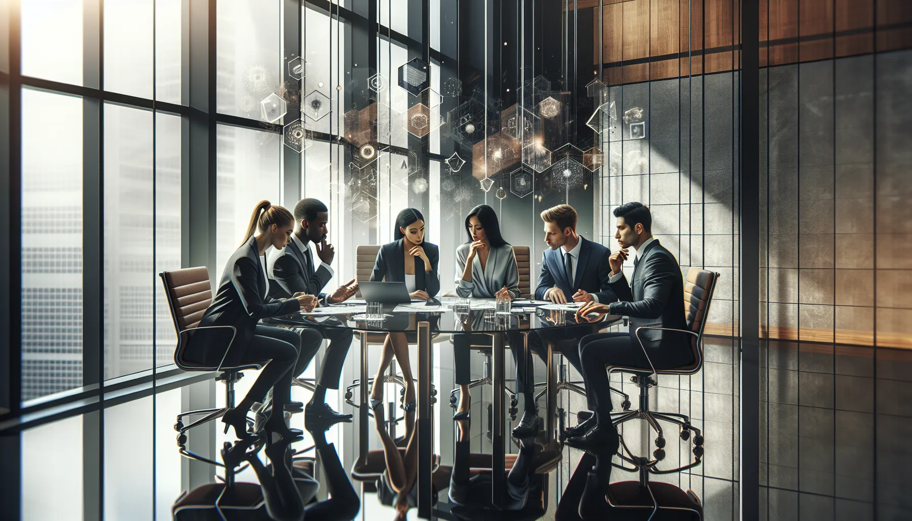 diverse team brainstorming in a modern office setting.