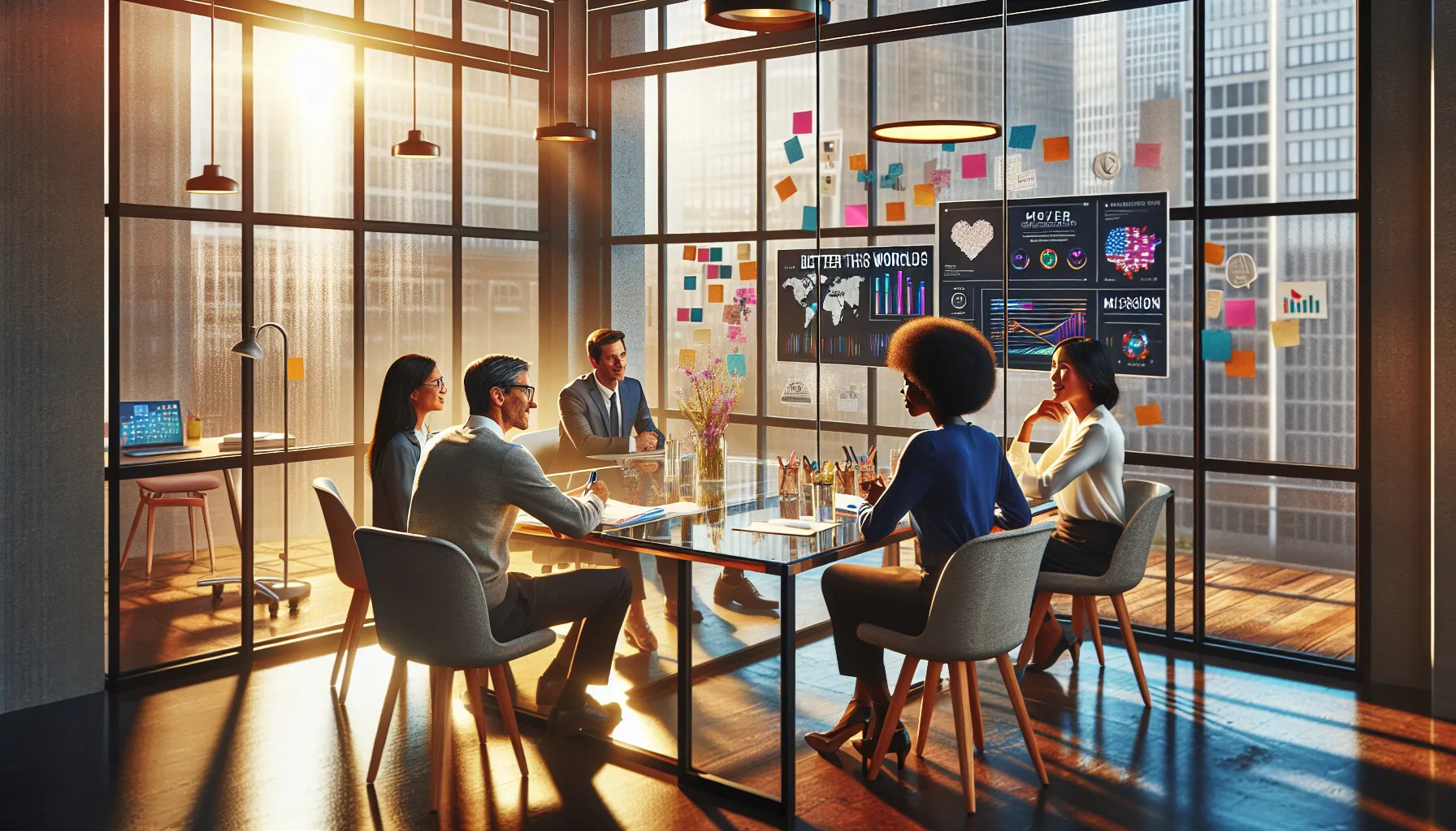 diverse team collaborating in a modern office environment.