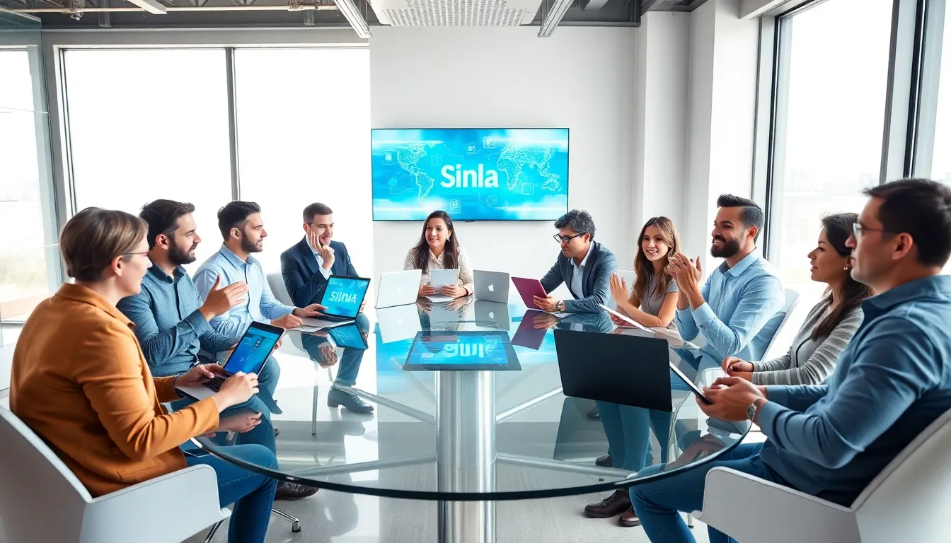 diverse team brainstorming in a modern office.
