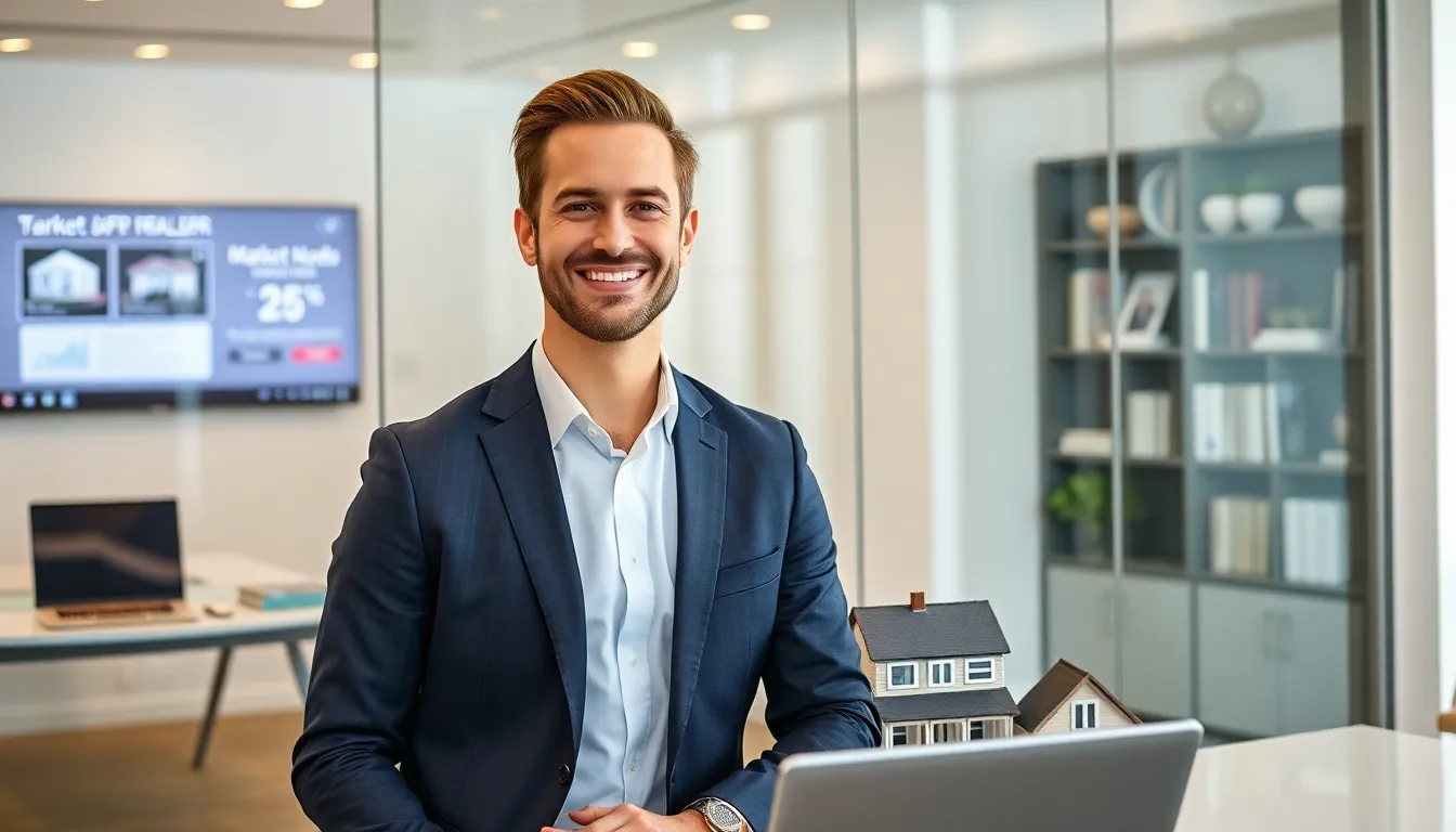 Timothy Homerocketrealty in a modern office, showcasing his professional demeanor.
