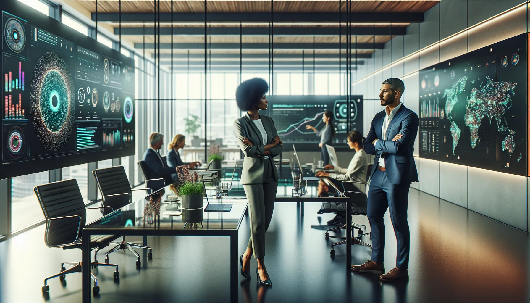 diverse tech team collaborating in a modern office setting.
