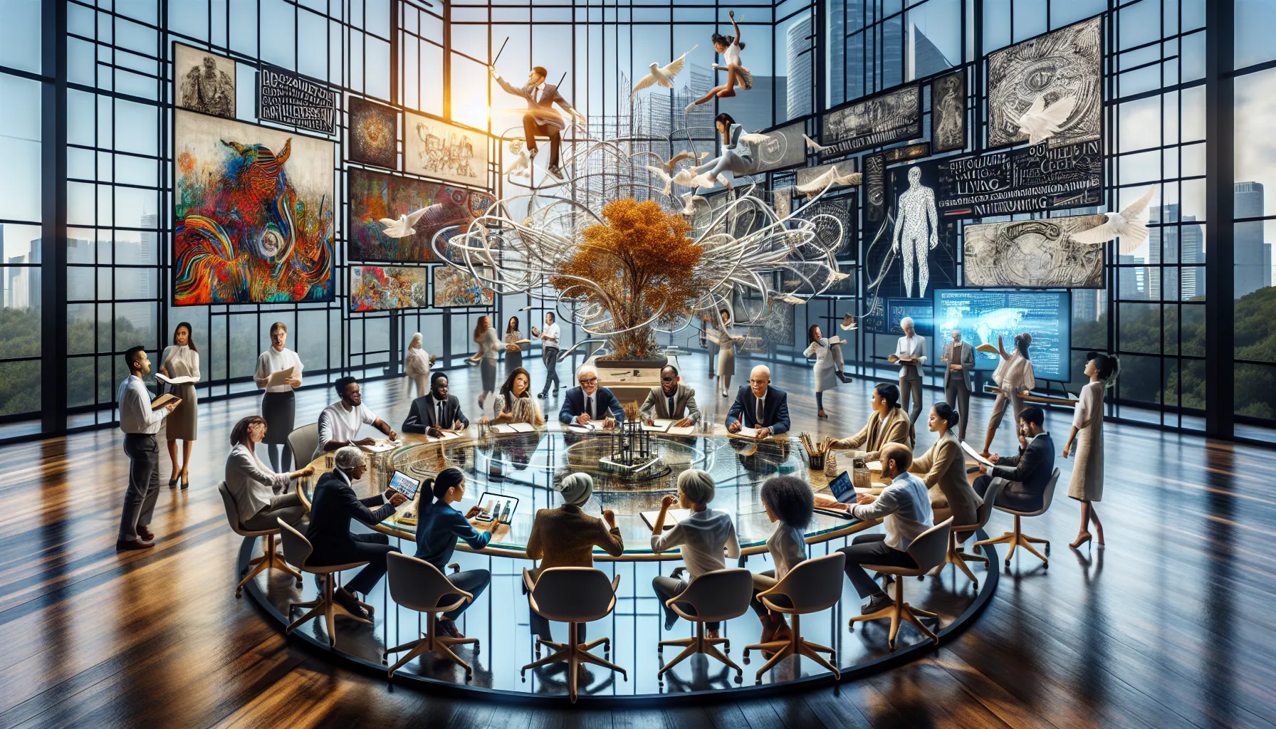 diverse professionals collaborating on modern interpretations of белочкш.