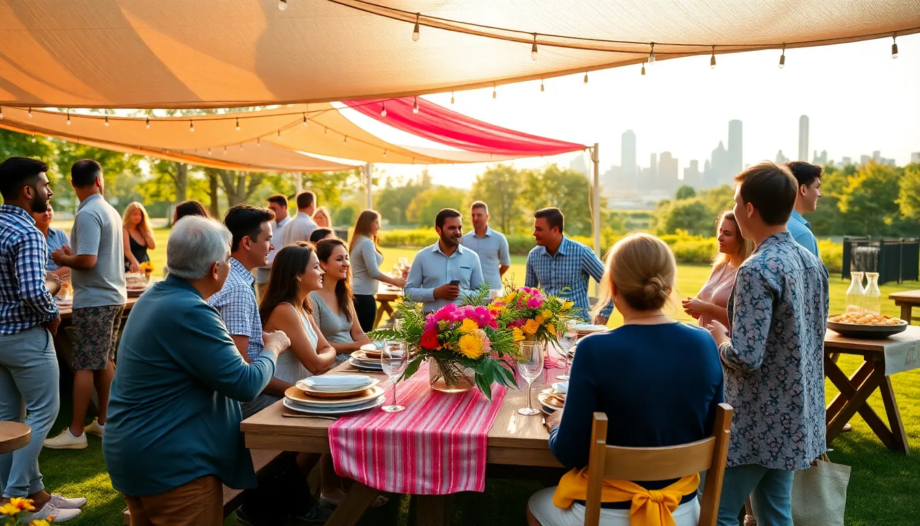 A diverse group celebrating a budget-friendly outdoor event.