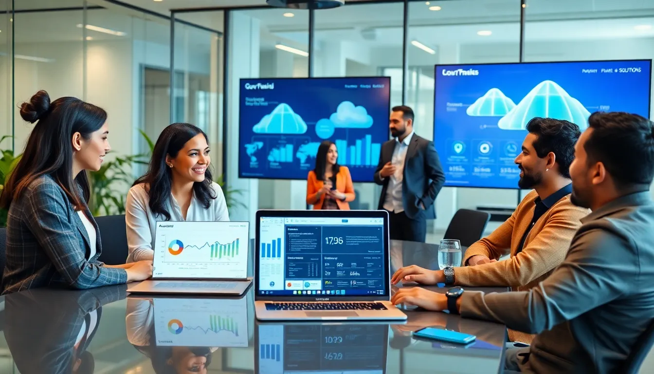 diverse team collaborating on GovTech solutions in a modern office.