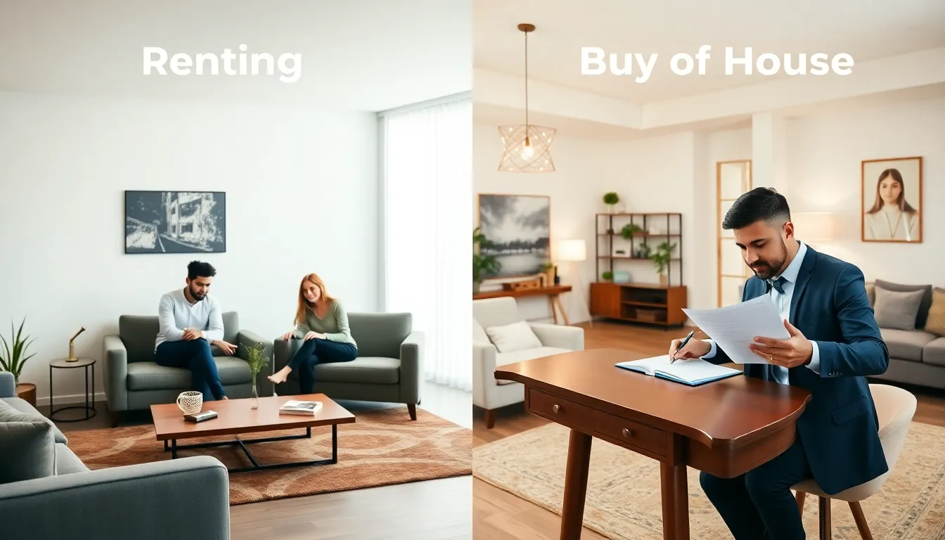 comparison of renting an apartment and buying a house.