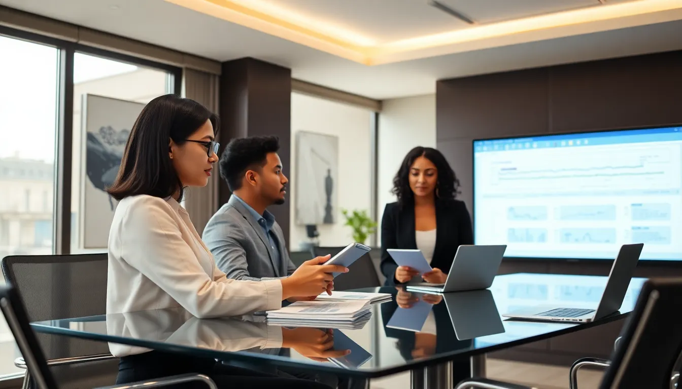 diverse professionals discussing complex temporal phenomena in a modern office.