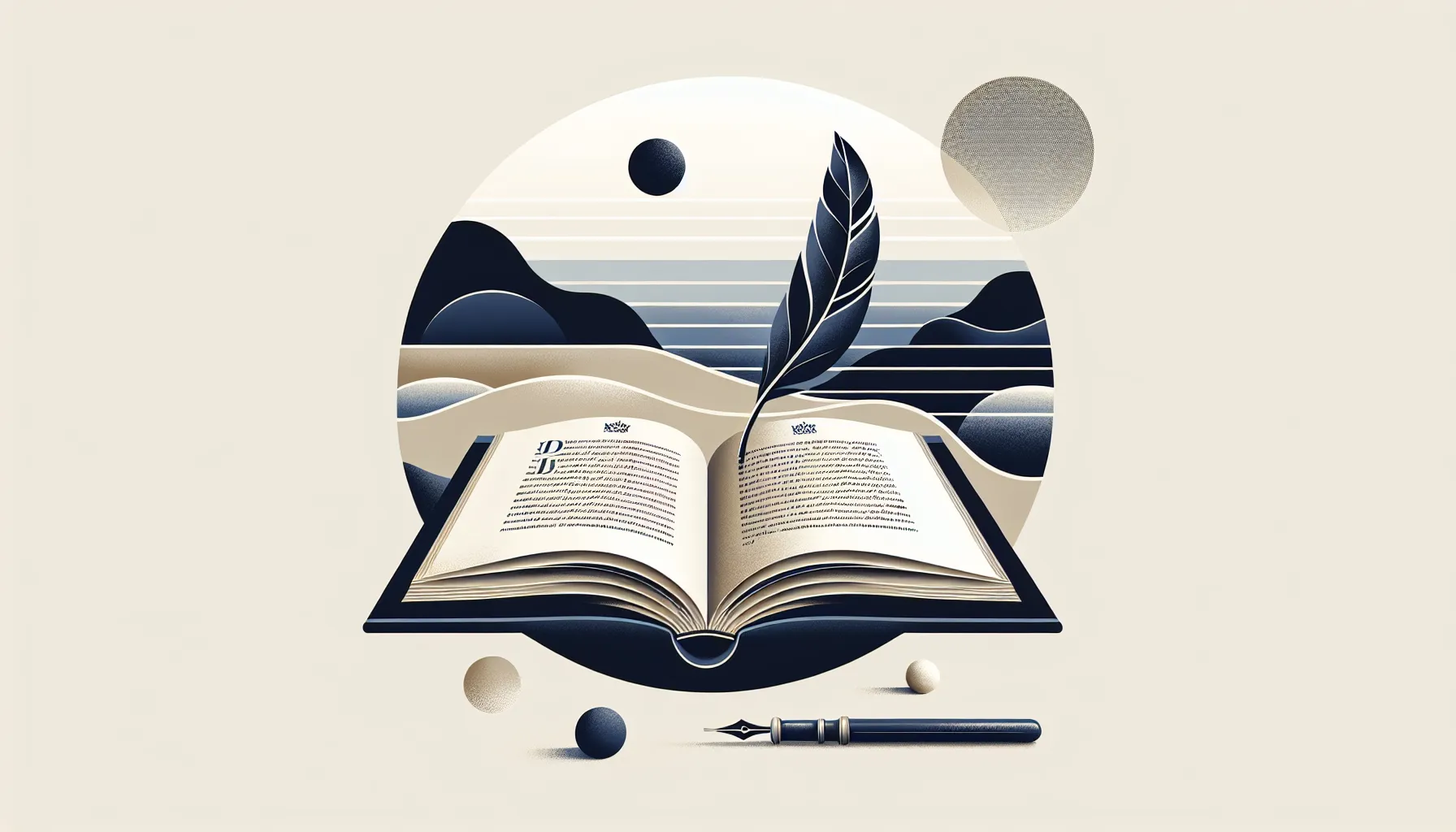 Open book with quill pen above Croatian coastal landscape silhouette