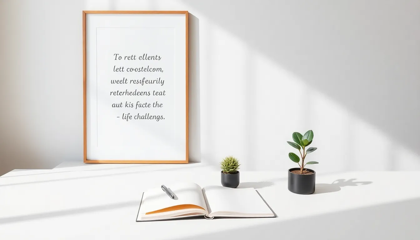 inspirational quote displayed in a modern workspace.