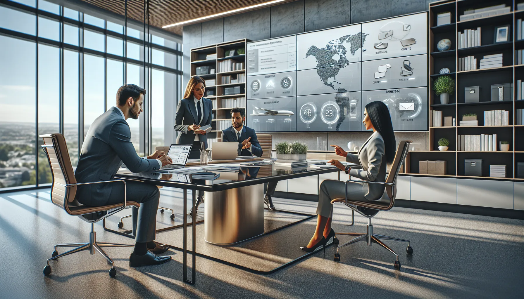 diverse team discussing customer support options in a modern office.