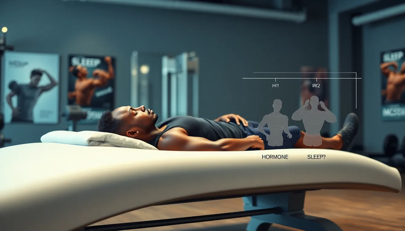 athlete resting in a modern fitness studio for muscle recovery.