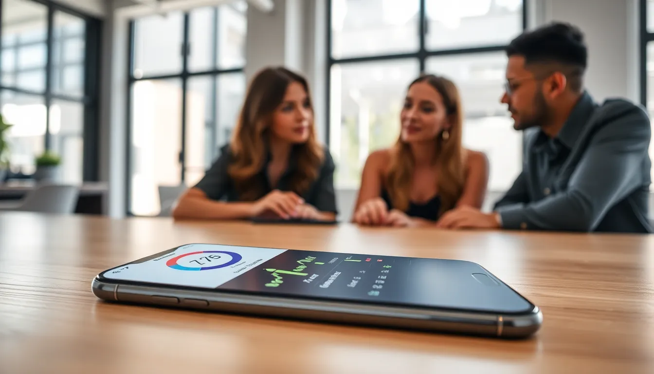 iPhone displaying Screen Time feature in a modern office setting.