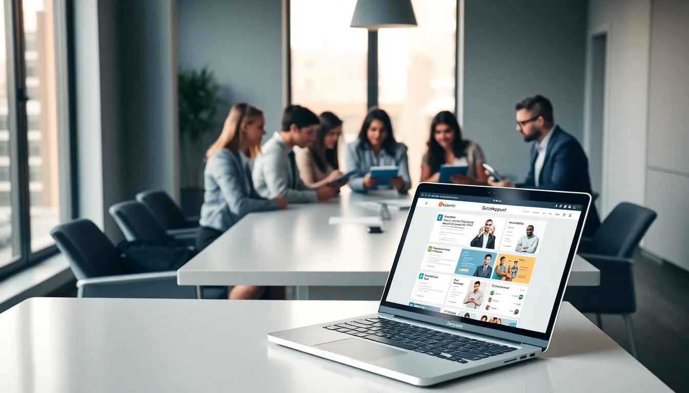 diverse professionals discussing soccer management in a modern office.