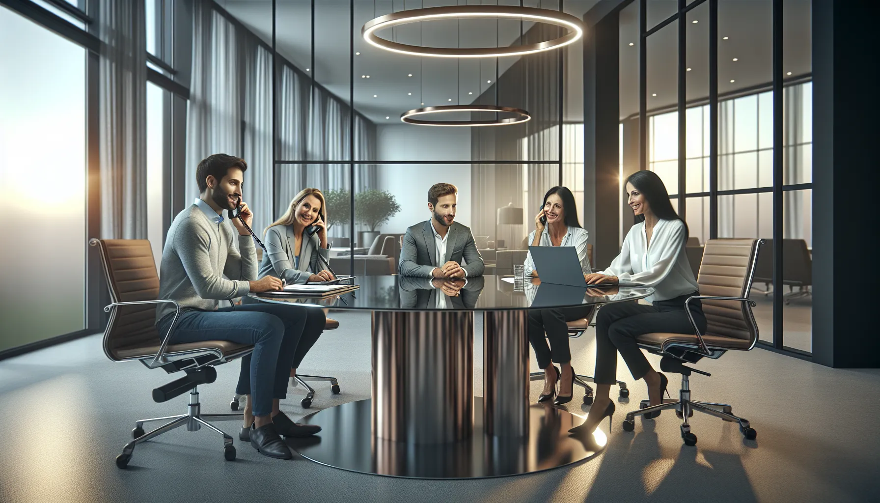 diverse team discussing customer service in a modern office.