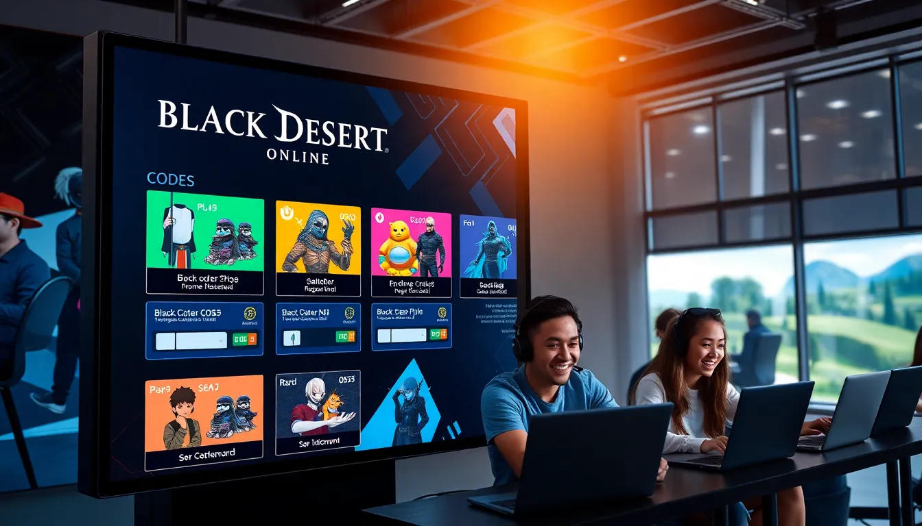 gamers in a modern studio exploring Black Desert Online codes.