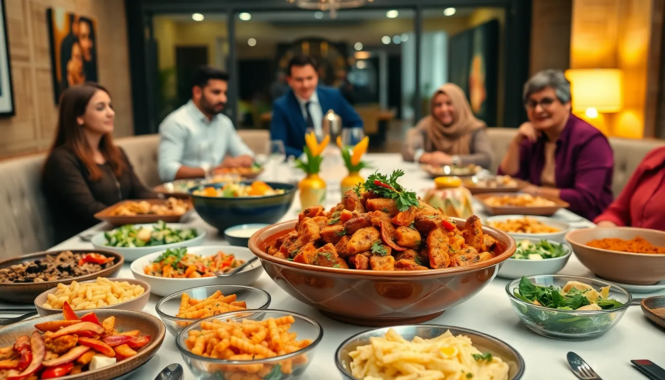 Rasnkada dish served at a festive gathering with people enjoying together.