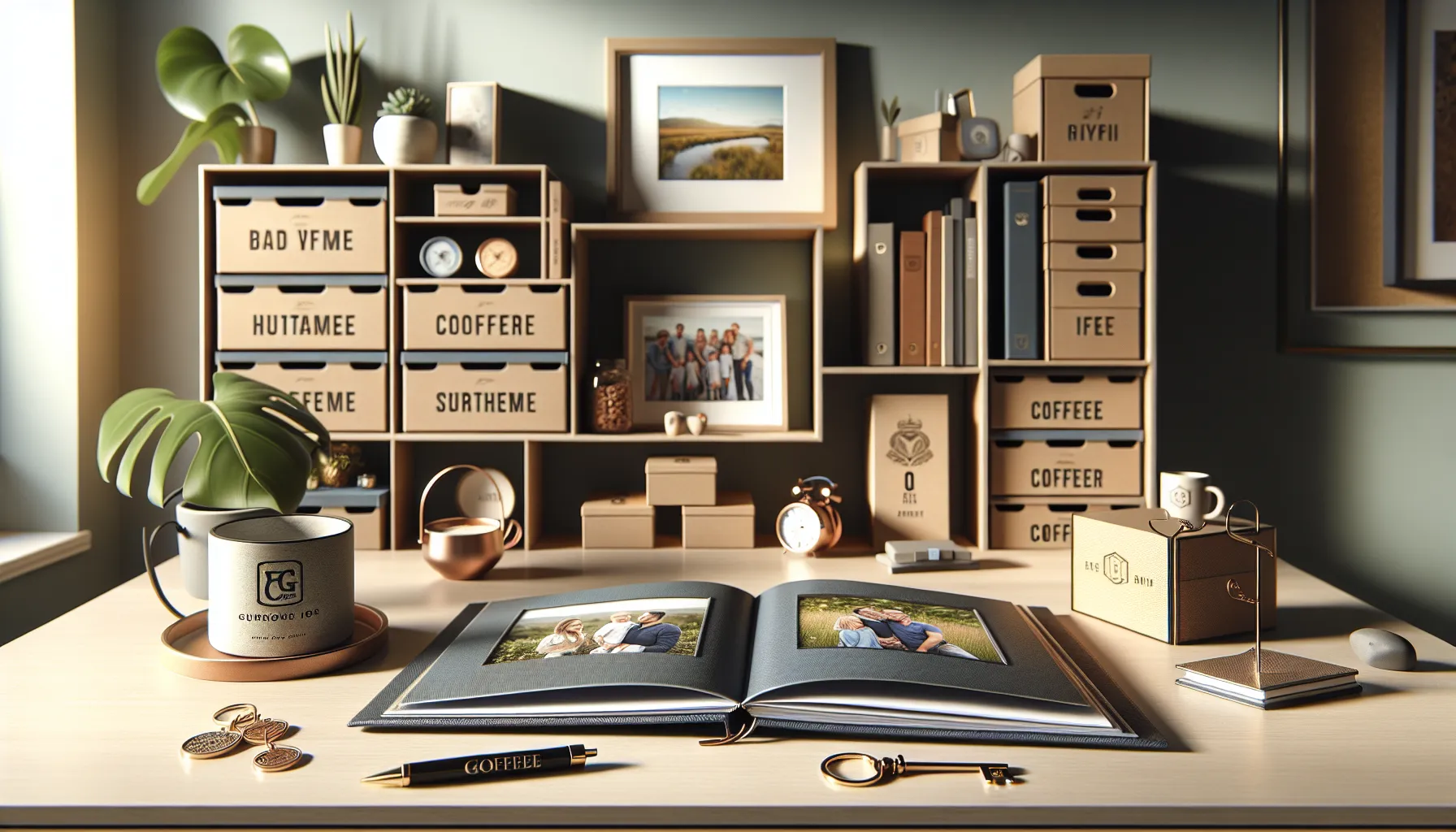 personalized gifts for dad displayed on a modern desk.