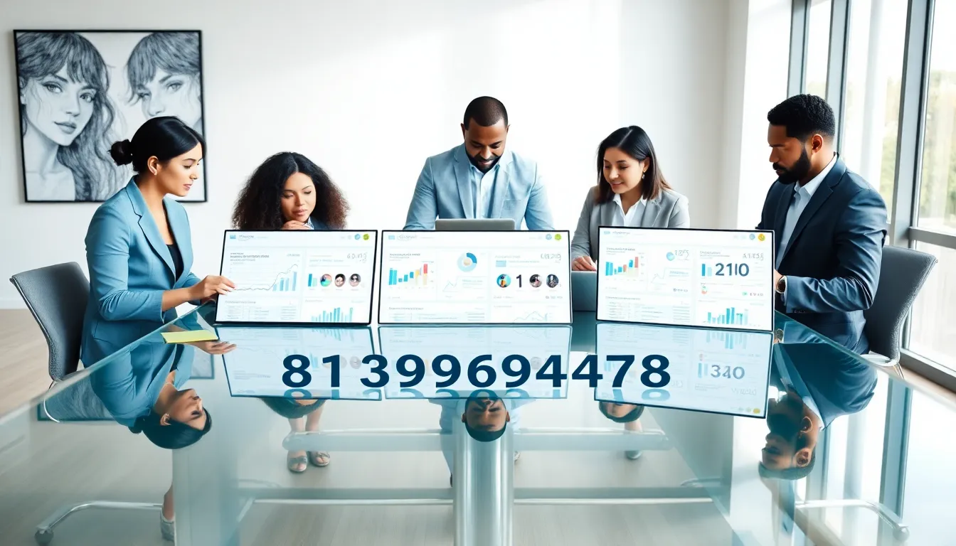 diverse team analyzing data related to a unique identifier in an office.