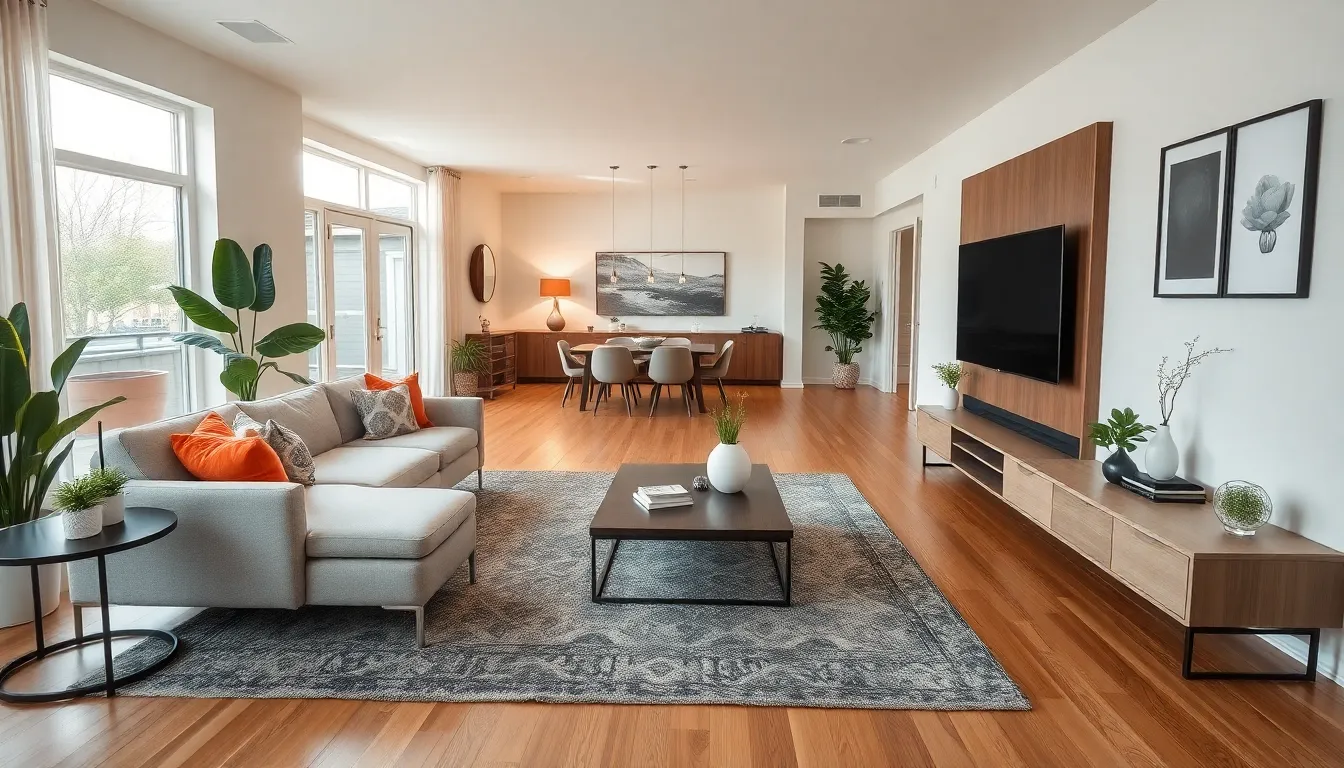 a modern living room showcasing stylish interior design elements.