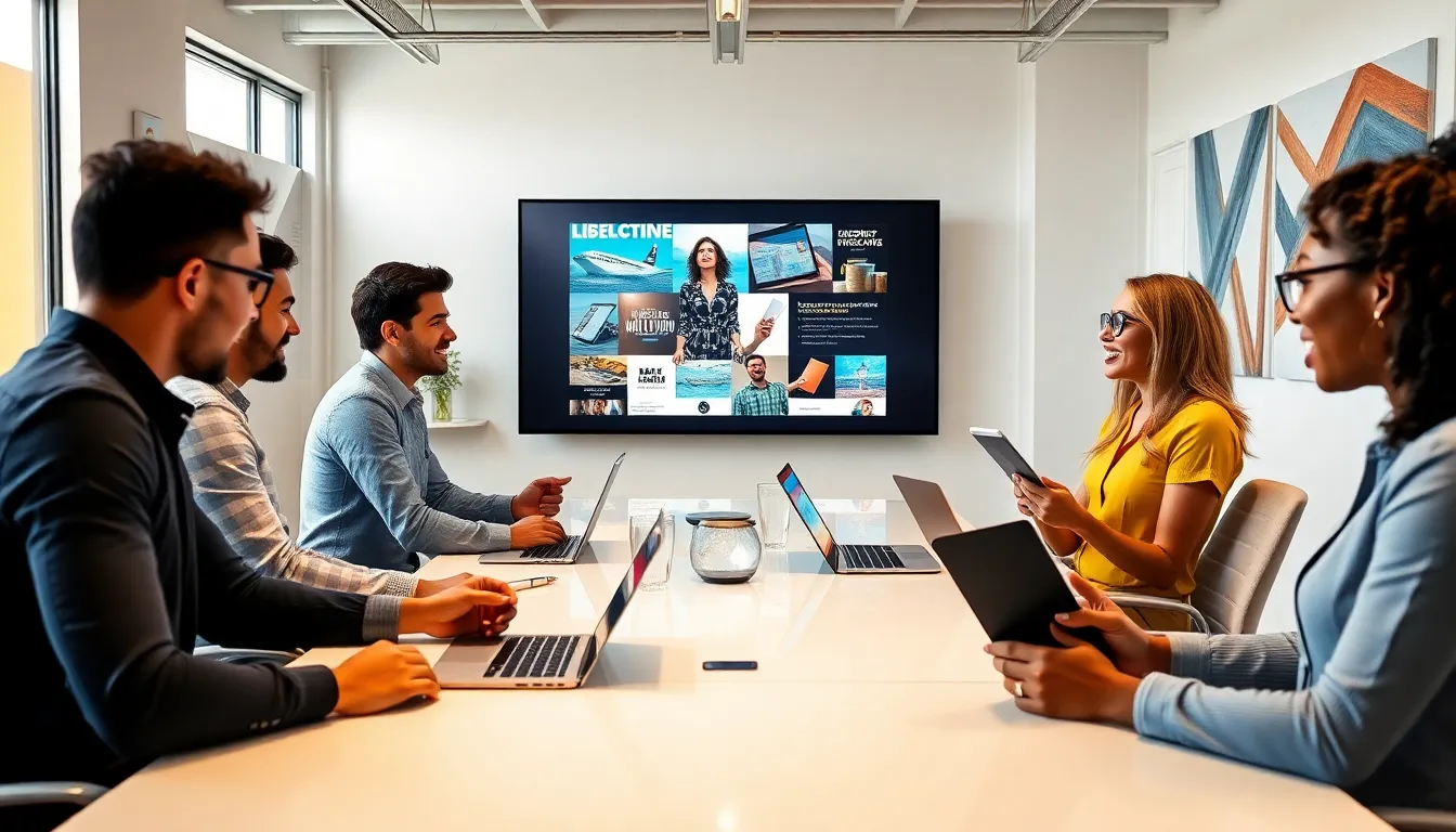 diverse professionals collaborating in a modern office setting.