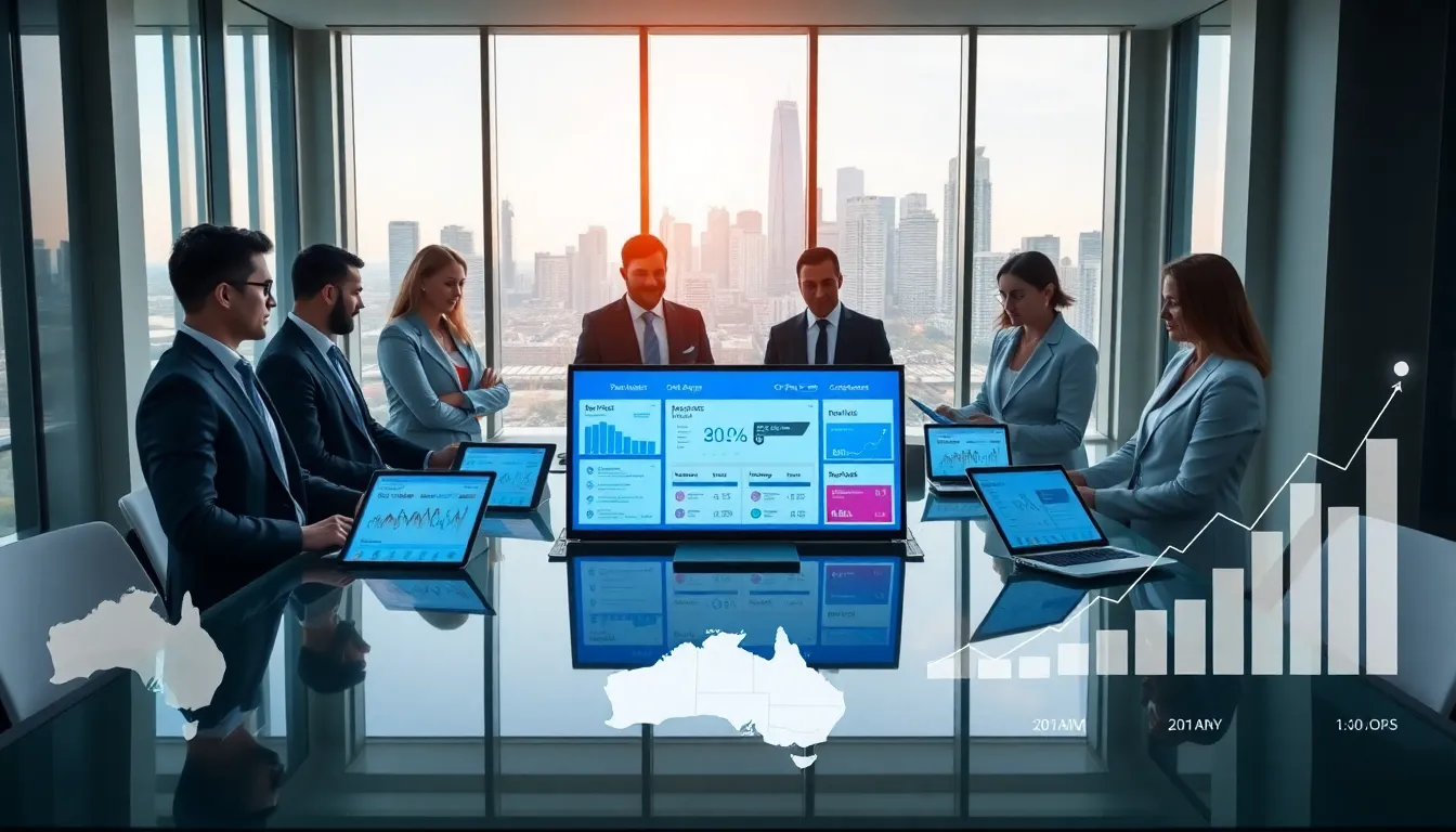 Professional team discussing SEO strategies in a modern Perth office.