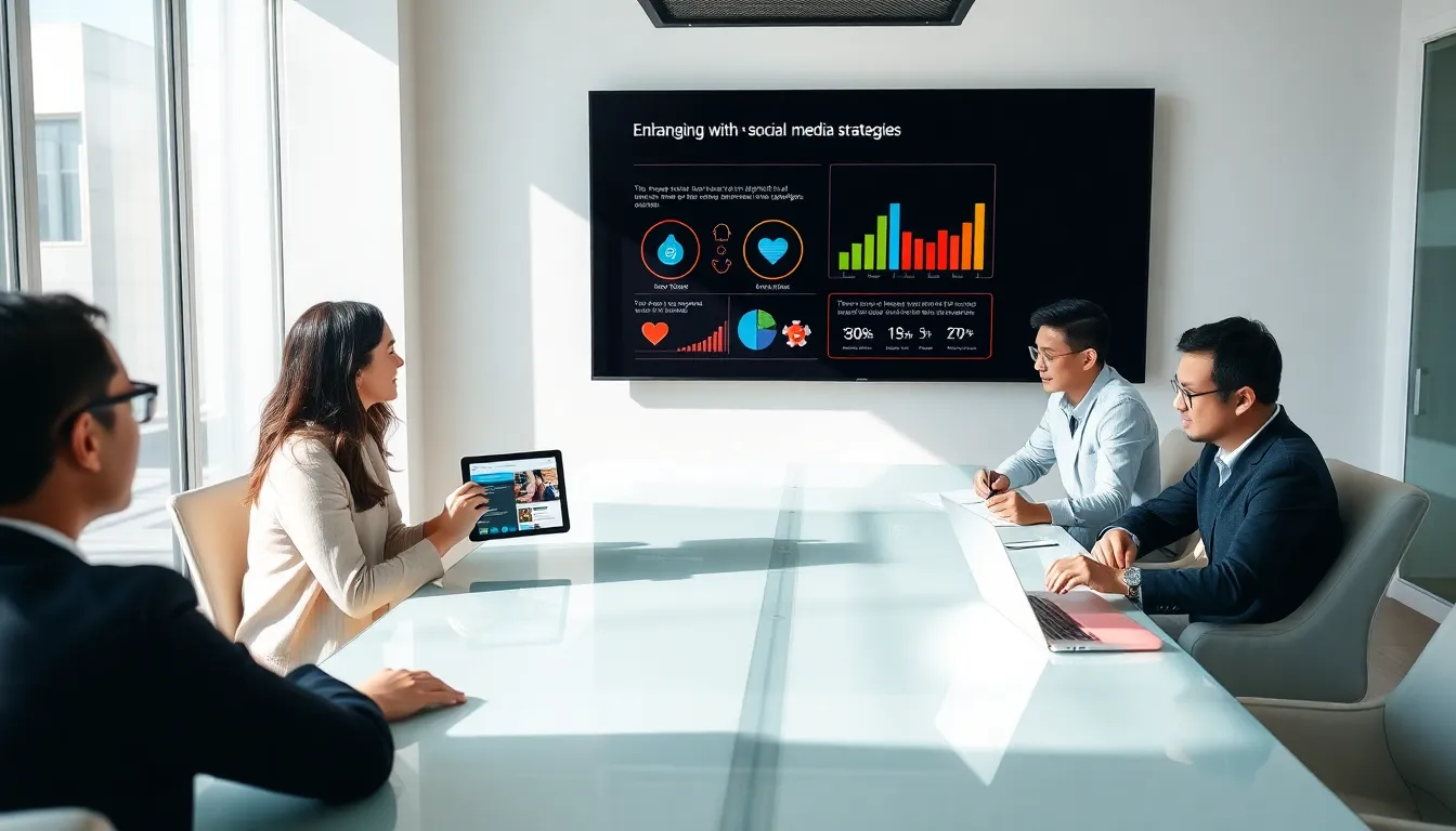 diverse team collaborating on digital marketing strategies in a modern office.