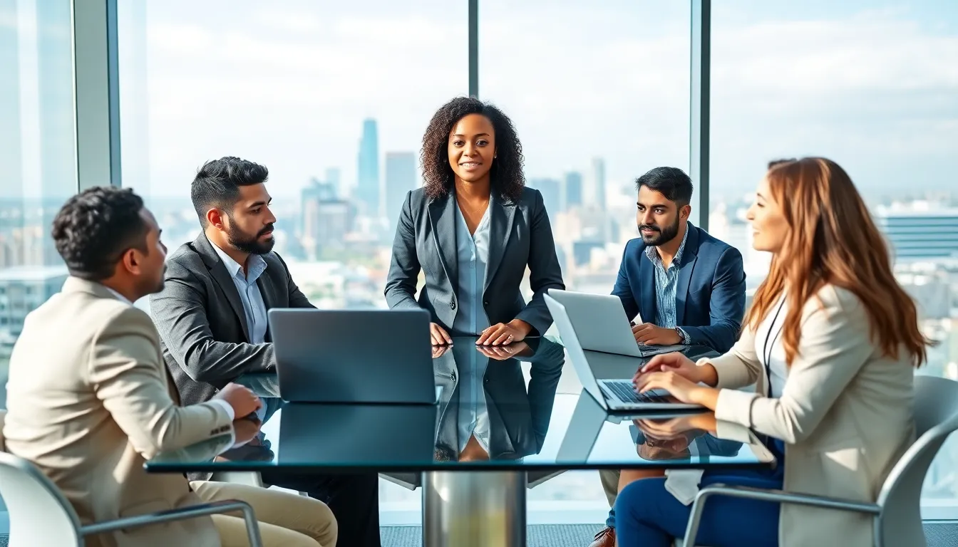 diverse professionals collaborating in a modern San Antonio office.
