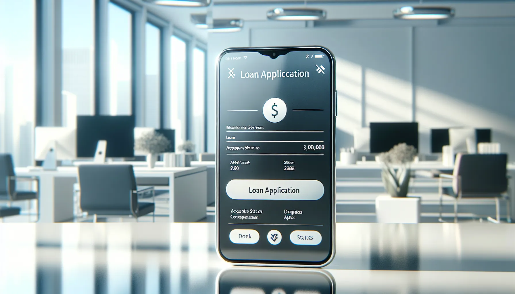 Smartphone showing Ferratum Bank mobile app on modern office desk