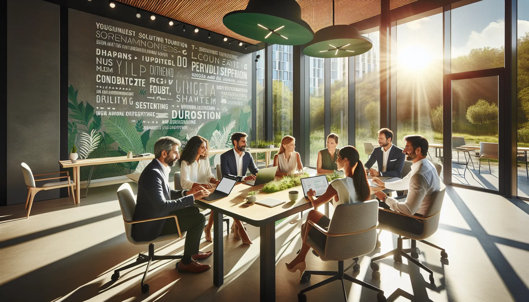 diverse professionals collaborating in a modern meeting room.