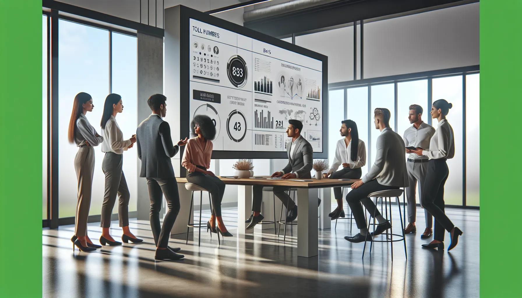 diverse professionals discussing toll-free customer service strategies.