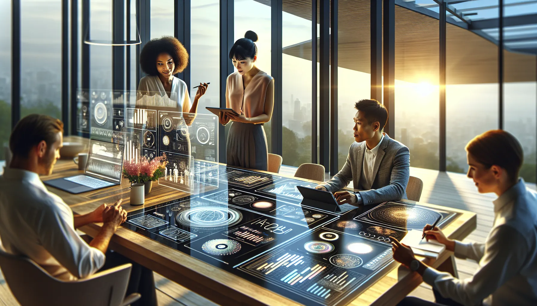 diverse team discussing the future of technology in a modern office.