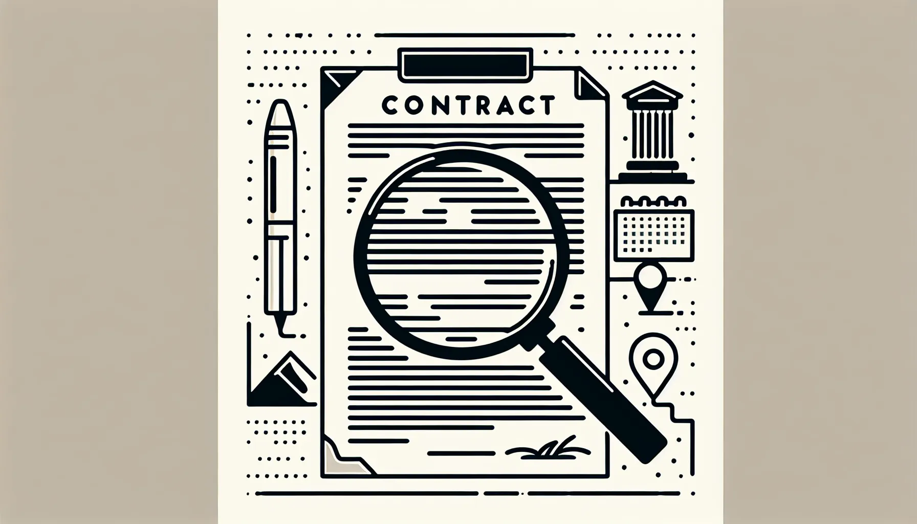 Magnifying glass over dental contract with Utah outline and courthouse column of Utah Dental Contract Review.