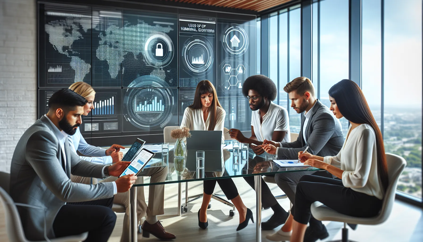 professionals discussing applications of numerical identifiers in a modern office.