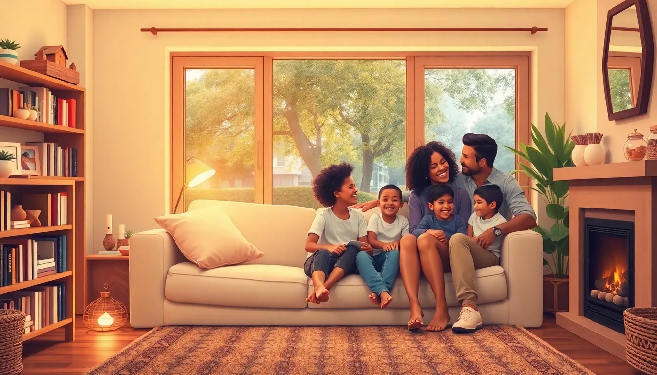 cozy family gathering in a warm living room.