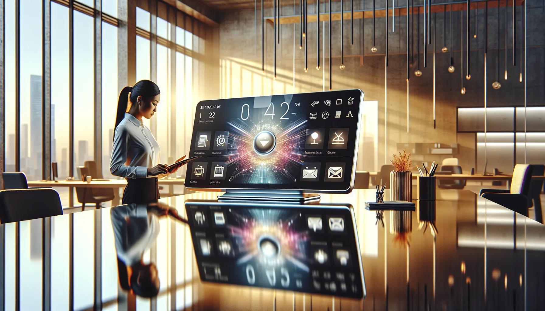 high-performance tech device in a modern office workspace.