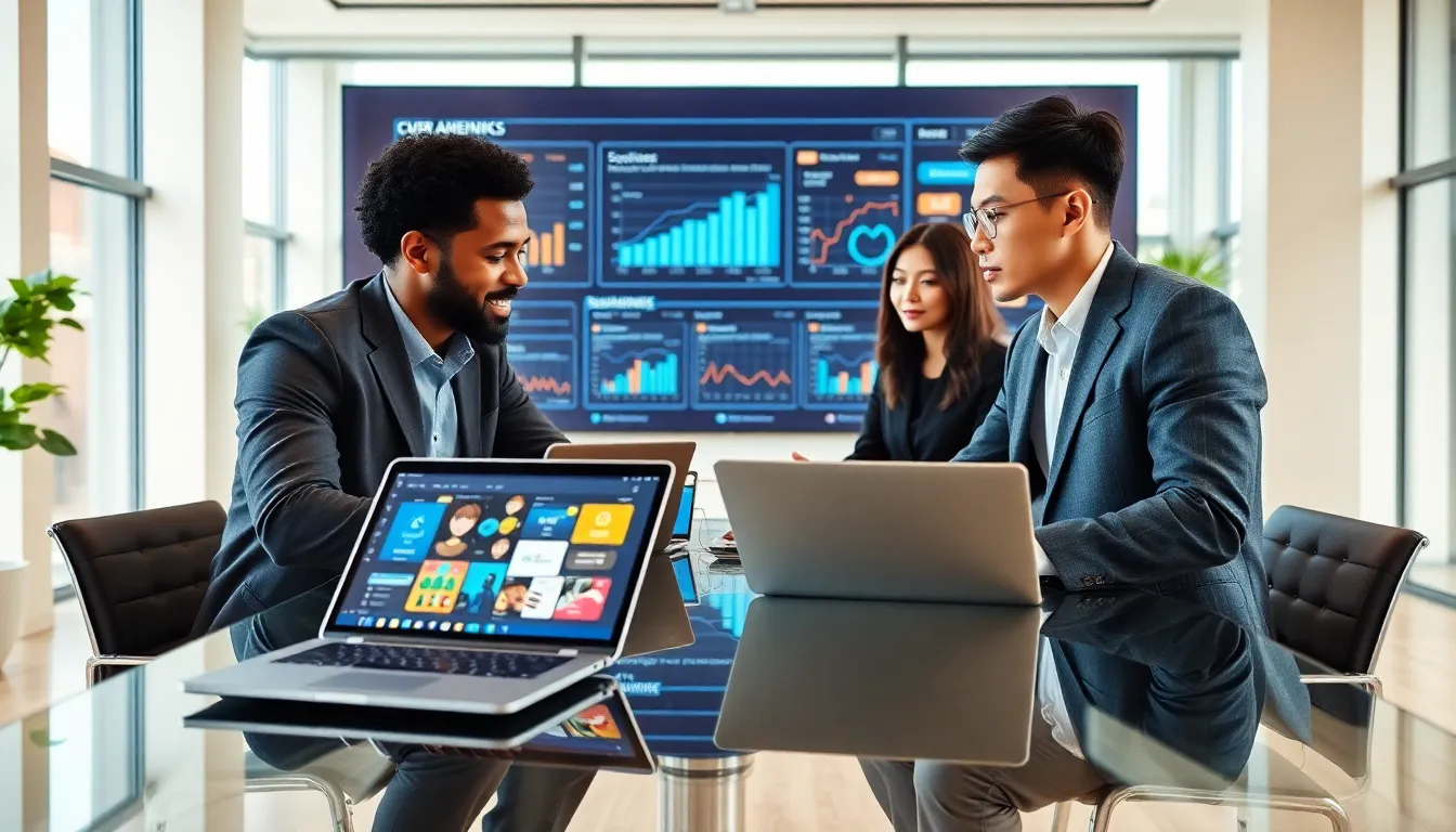 diverse team collaborating on mobile app development in a modern workspace.