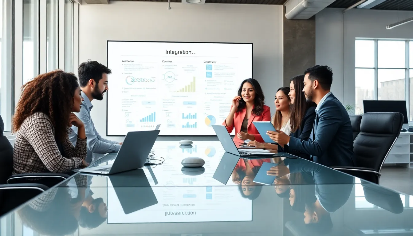 diverse team collaborating in a modern office setting.
