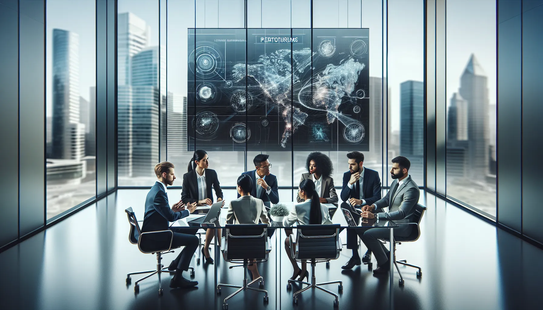 professionals discussing pertostrums in a modern office setting.