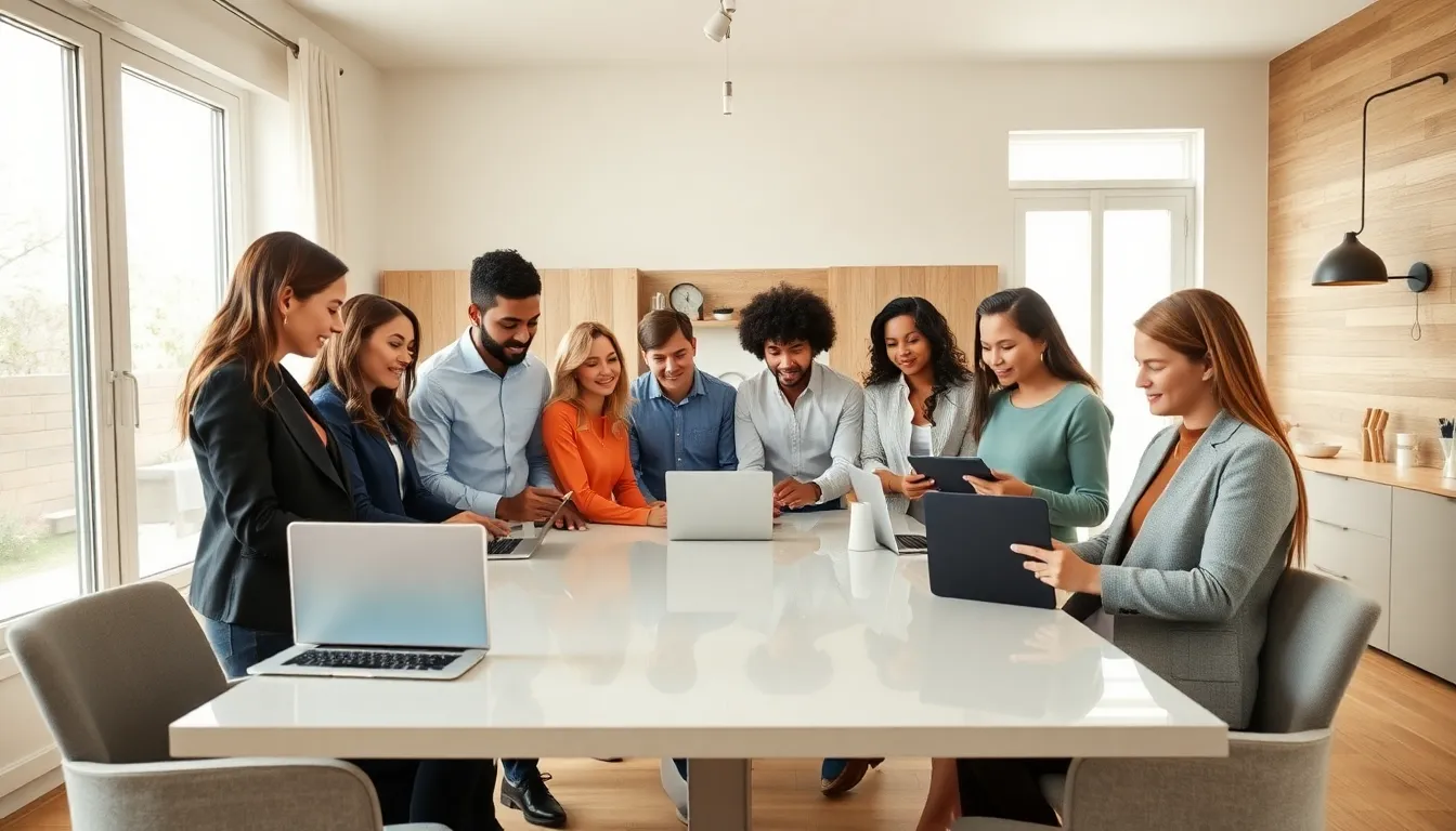 professionals discussing innovative home restoration alternatives in a modern setting.