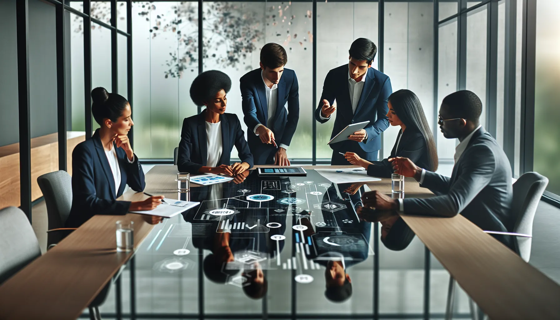 diverse team discussing the meanings of a unique number in a modern office.