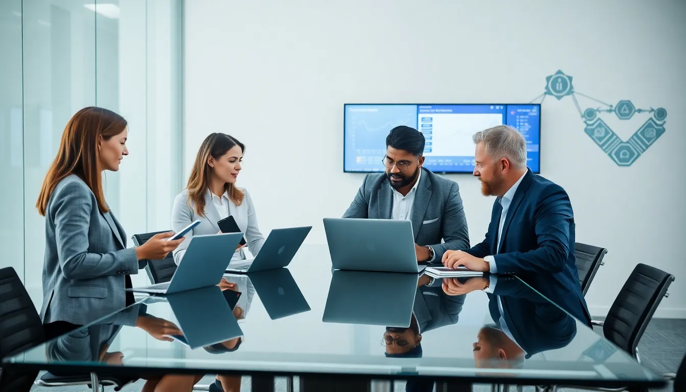 diverse professionals discussing concepts in a modern office.