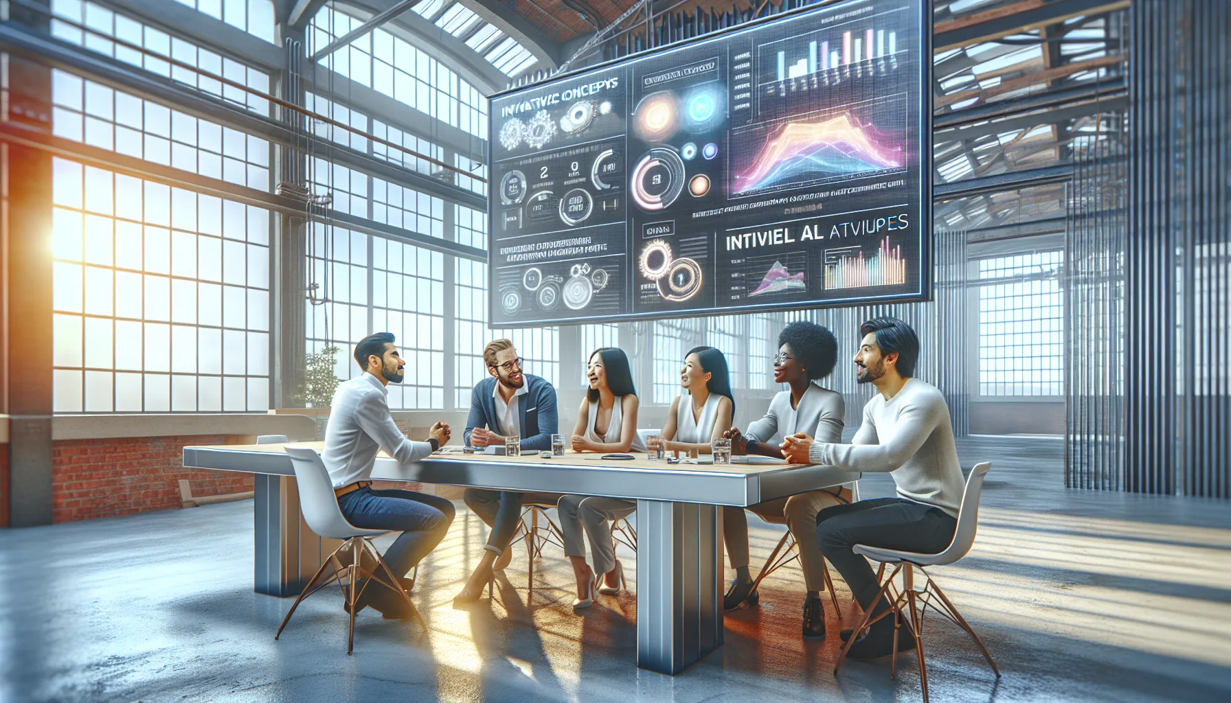 diverse team collaborating in a modern office setting.