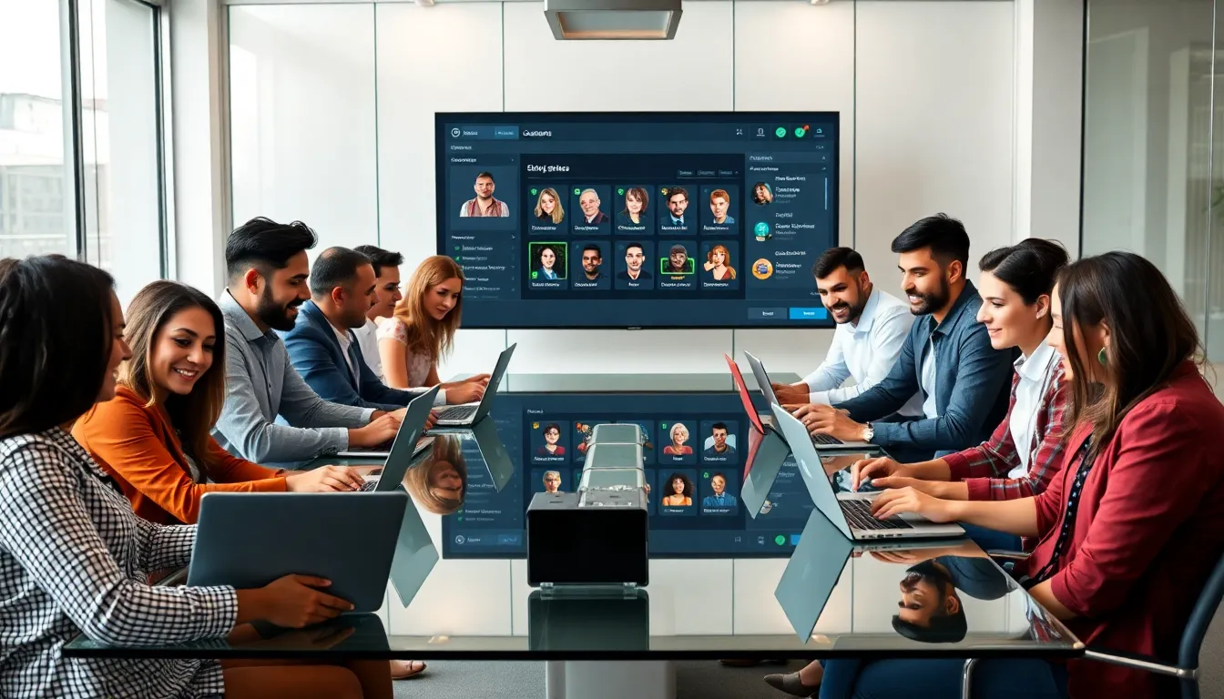 diverse team working together in a modern office setting.