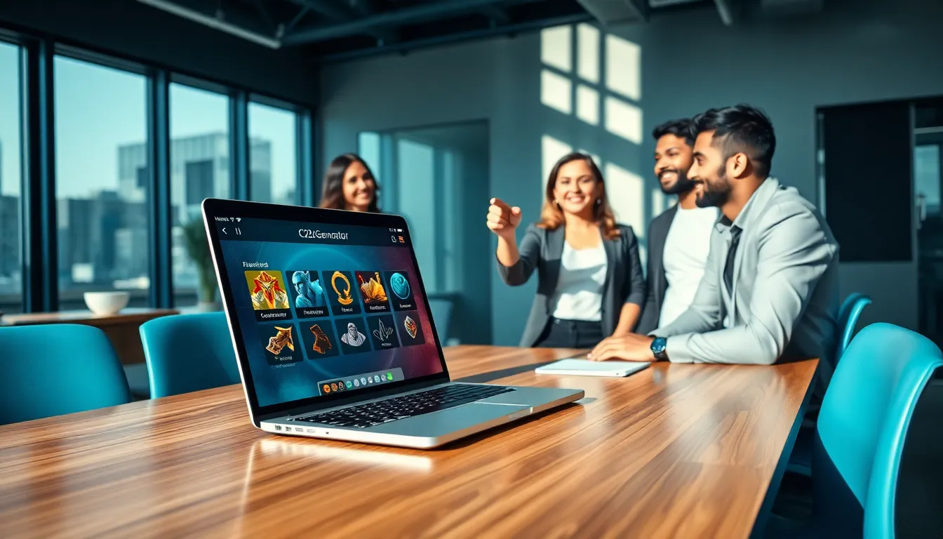 diverse team discussing gaming rewards in a modern office.