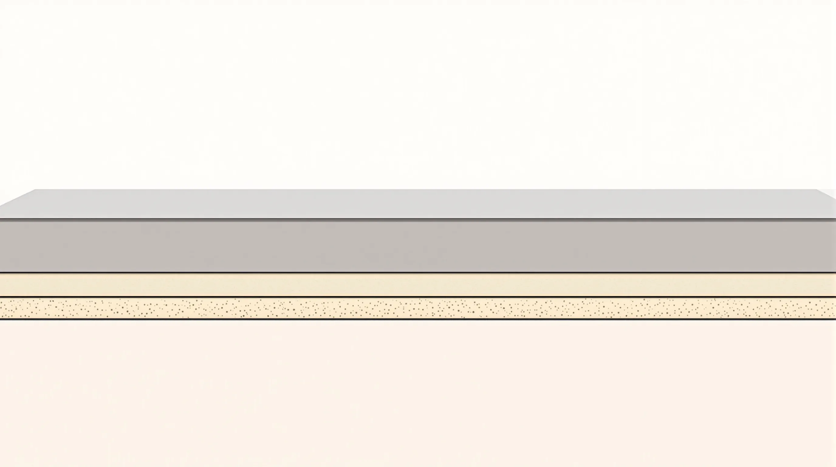 Minimalist cross-section showing concrete slab, screed layer, and finished floor surface.